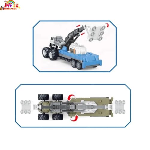Image of 1:43 Metal Toys Alloy Diecast Truck Set Toy, Diecast Miniature Car Model (Pack Of 2) (Airport Ladder & Food Lighting Truck),Grey