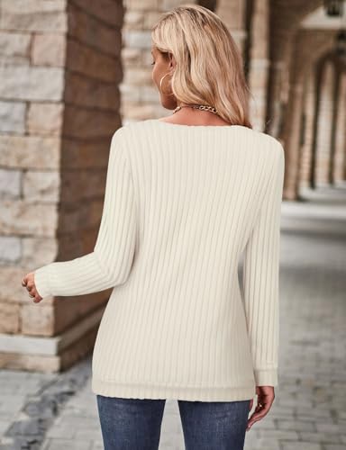 Gemulate Ladies Jumpers UK Long Sleeve top Fall Winter Striped Sweatshirts Casual Zip up Ladies Cream Sweaters Apricot M
