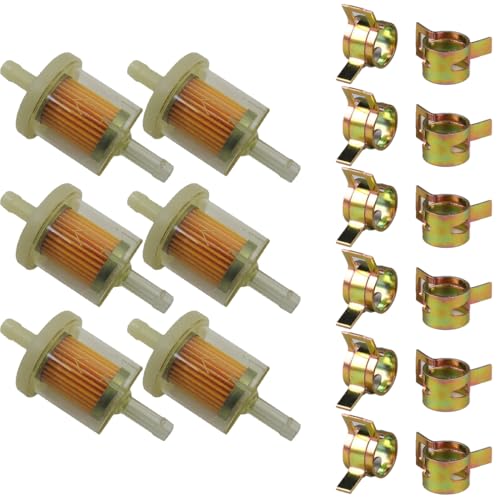 6 filtros de combustible de nailon premium con abrazaderas de manguera, filtro universal de gasolina para motocicleta, scooter, ciclomotor, cortacésped, filtro diésel en línea, filtro de combustible