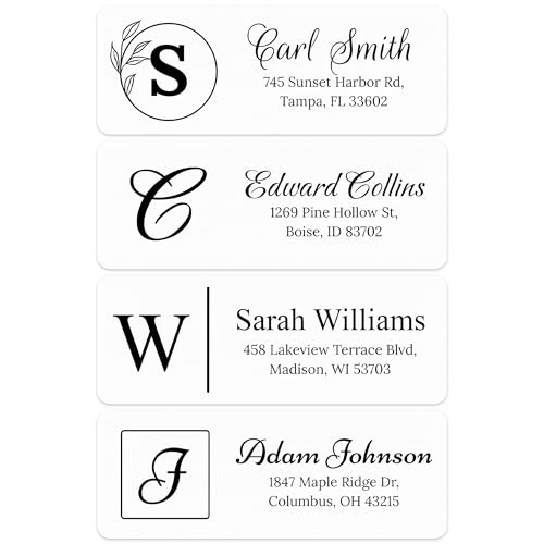 Personalized Return Address Labels, Custom Address Stickers and Name Mailing Labels Circle Flowers for Envelopes, 1x2.6 Inches, Flat Sheet of 60-1200 Made in USA by My Sign Center - Monogram 1