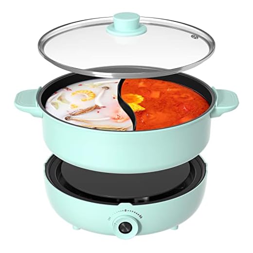 Electric Hot Pot with Divider, 4.2QT Shabu Shabu Hot Pot Electric Double Flavor Non-Stick Split Hot Pot for Family Cooking Party
