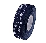 ATRibbons 25 Yards 1 Inch Wide Stars Printed Grosgrain Ribbons,Color Grosgrain Ribbons with White Stars for Hair Bows Gift Wrapping and Craft (Navy)