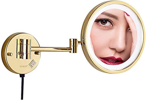 Miroir de maquillage LED or mural avec interrupteur de luxe - 2
