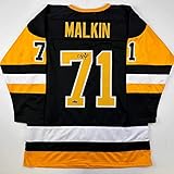 Facsimile Autographed Evgeni Malkin Pittsburgh Black Reprint Laser Auto Hockey Jersey Size Men's XL