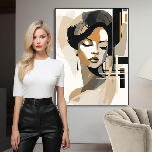 Impression sur toile minimaliste femme Kunstgestalten24 tableau portrait moderne art mural