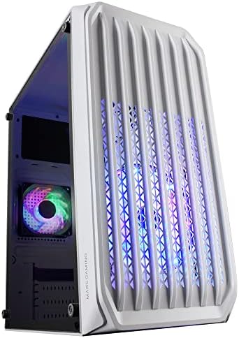 MARSGAMING MCS2W MC-S2 White, Compact Micro-ATX Gaming PC Case, 2 FRGB Rainbow Fans with Front Grille, Full Side Window