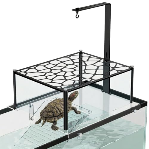Large Turtle Basking Platform for Aquatic Turtles Fits 1719 Aquarium Adjustable Lamp Stand with Acrylic Non-Slip Ramp for 40 Breeder&75 Gallon Aquariums