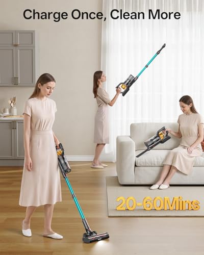 Image of Cordless Vacuum Cleaner, 650W 55KPa 60Mins Vacuum Cleaners for Home, 8-in-1 Stick Vacuum with Charging Dock Station, Powerful Suction, Rechargeable, Versatile for Carpet, Hard Floor, Pet Hair