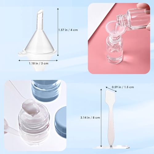 9 Pcs Travel Bottle for Toiletries Set 50 ML Empty Refillable Small Mini Empty Plastic Pump Bottles Spray Bottles Squeeze Bottles with Funnels for Travel or Cosmetic with Storage Bag - Image 5