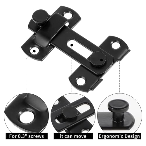 Schiebeschloss Türriegel, 3 Stück Edelstahl Riegelschloss Schwarz Flip Latch mit Fester Schraube Torriegel Schlossriegel Schieberiegel für Haus Hof Garten Scheunentor