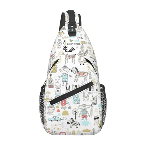 Mochila bandolera con estampado animal para senderismo