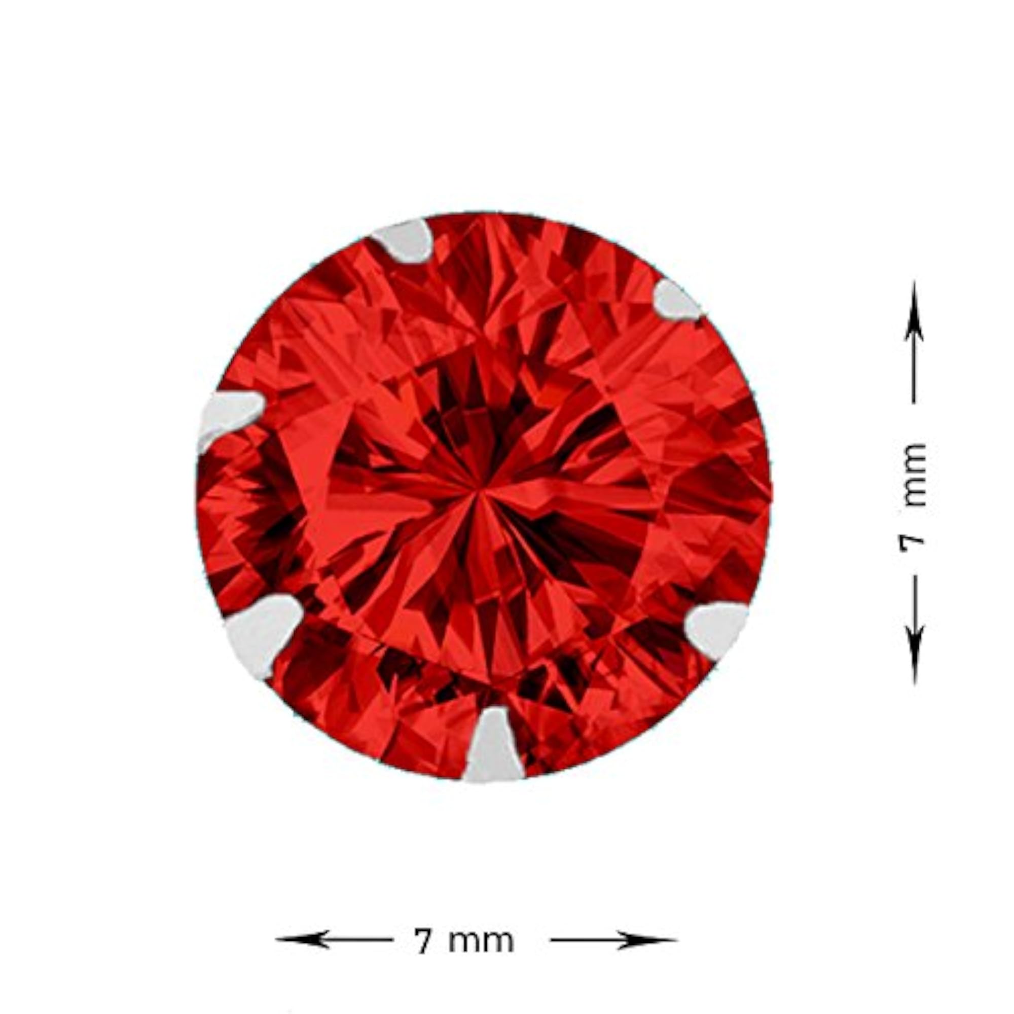 Women's 92.5-925 Sterling Silver Red Round Shape Cubic Zirconia Stud Earrings