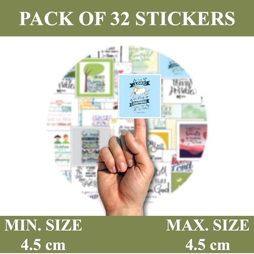 Image of 32 Pcs Bible Verses Quotes Scrapbook Stickers for Journal Laptop Dairy DIY Scrapbooking Page Decoration
