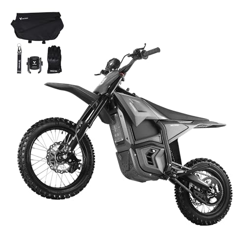 VALTINSU EM5 Electric Dirt Bike for Teens & Adults, 3840W Peak Gearbox Motor, 37 MPH Max Speed, 48V 23.4Ah Long-Lasting Battery, Dual Hydraulic Brakes, Full Suspension, Carbon Fiber with Accessories