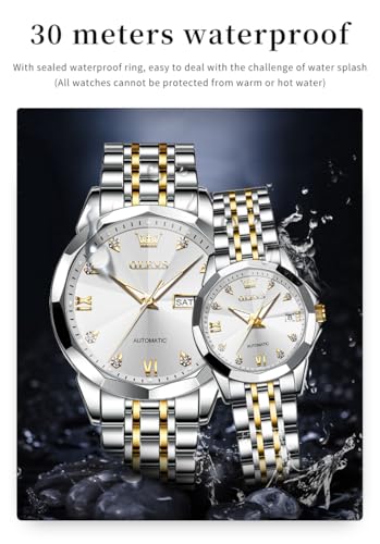 Image of OLEVS Automatic Mens Watches Self Winding Mechanical Business Luxury Dress Wrist Watch Stainless Steel Waterproof Luminous Day Date
