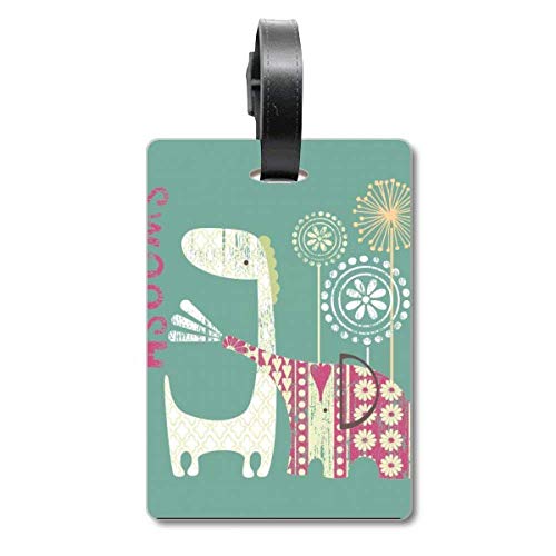 Étiquette valise girafe éléphant vert pour voyager l'esprit tranquille sans stress