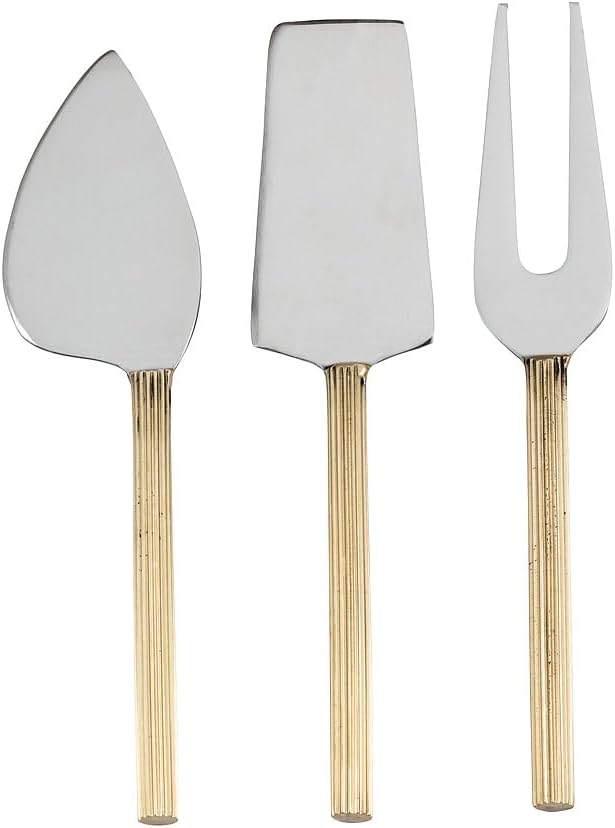 4.5 in. Rib Handle Cheese Tools, Goldplated - Set of 3