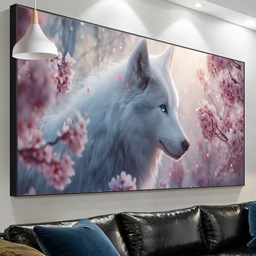 Peinture diamant pomme de prune et loup, broderie diamant adulte 150x50cm