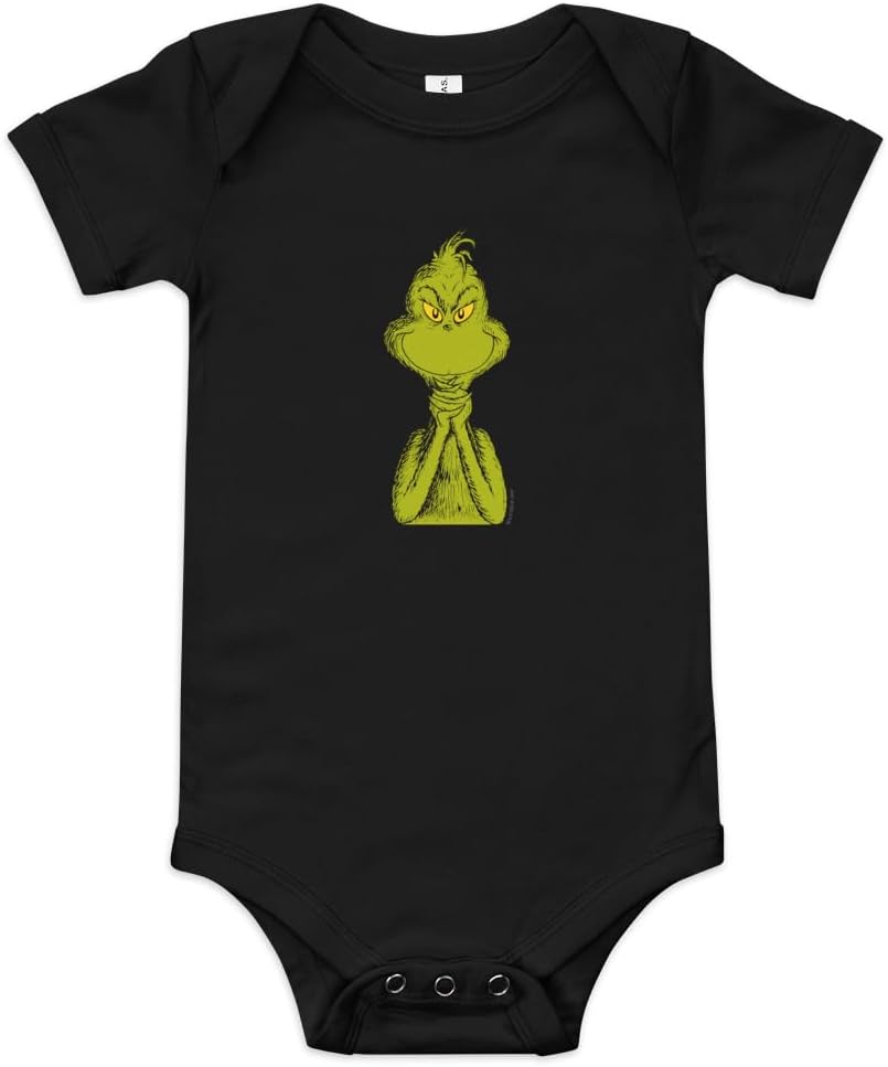 Dr. Seuss "The Grinch Sly Smile - Unisex Baby Short Sleve Cotton Bodysuit - Officially Licensed