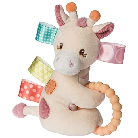 Mary Meyer Taggies Soft Baby Rattle with Teether Ring and Sensory Tags, 6-Inches, Tilly Giraffe Cover
