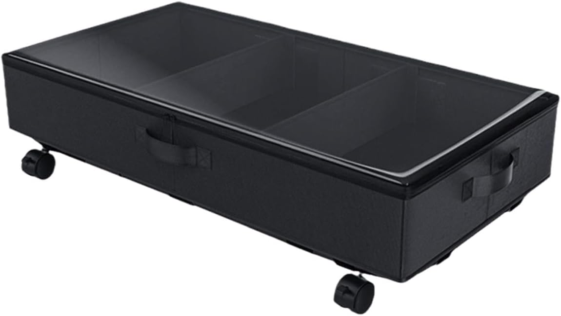 COHEALI Bed Storage Organizer with Wheels, Large Capacity Oxford Fabric 3-grid Clothes Storage Bin, Zippered Dustproof Container for Bedding, and Clothing