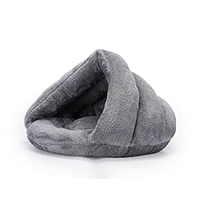 JZK Pet Cave Saco de Dormir portátil para Cama Nido de Felpa Suave de Terciopelo portátil para Perrito, Gatito, Conejo, hámster, Animal pequeño, Calentador térmico semicubierto