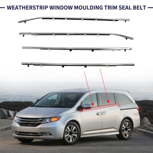 Magimaker 4 Pcs Weatherstrip Window Moulding Trim Seal Belt Fit for Honda Odyssey 2011-2017 Replace# 72410-TK8-A11 / 72450-TK8-A11 / 72910-TK8-A01 / 72950-TK8-A01 by Magimaker - Used condition - Image 5