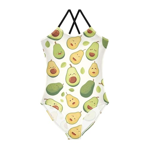 KLL Funny Avocado Girls 1-Piece Swimsuit Beach Swimwear Adjustable Strap Quick Dry