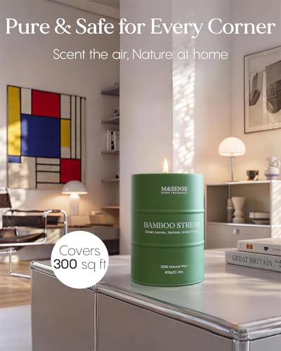 Image of M&SENSE Bamboo Scented Candles Natural Non Toxic, Large Aromatherapy Candle for Stress Relief Meditation Relaxing, Housewarming Gifts for Women Men, 21.2oz 120 Hour Long Burning