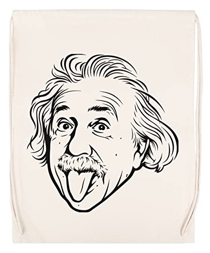 Enigmae Alberto Einstein Gracioso Lengua Show Bolsa de Algodón Deportiva con Ccordón Para Gimnasio Sport Cotton Beige Bag