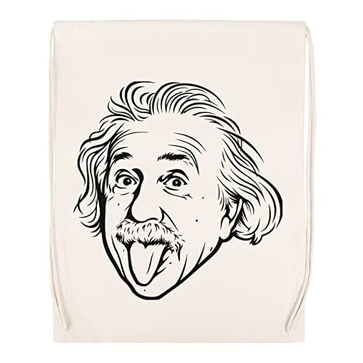 Enigmae Alberto Einstein Gracioso Lengua Show Bolsa de Algodón Deportiva con Ccordón Para Gimnasio Sport Cotton Beige Bag