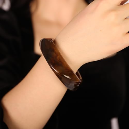 Image of JWICOS Resin Bangle Bracelet for Women Acrylic Cute Chunky Bracelet for Women Exaggerated Irregular Acrylic Resin Wristband Bracelet Bangle