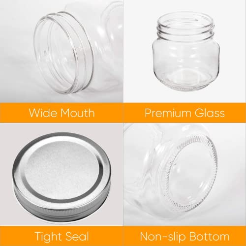 Qappda Mason Jars, Glass Jars With Lids 8 Oz,Canning Jars For Pickles And Kitchen Storage,Wide Mouth Spice Jars With Silver Lids For Honey,Caviar,Herb,Jelly,Jams,Set Of 30 #TOP2