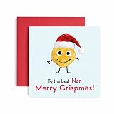 Huxters Merry Crispmas Carte de Noël pour elle – Carte amusante pour grand-mère pour Noël – Carte de Noël intérieure vierge avec enveloppe recyclable – Carte de Noël en papier pour grand-mère