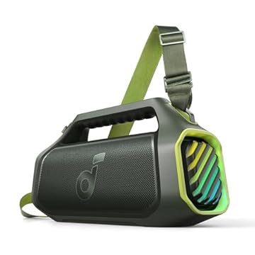 Soundcore Boom 2 Plus da Anker Caixa de Som Portáteis Bluetooth Alto-falante Externo, 140W, 2+2 Canais, BassUp™ 2.0, 20H de Reprodução, Carregamento Rápido, IPX7, Luzes RGB, Power Bank, Verde