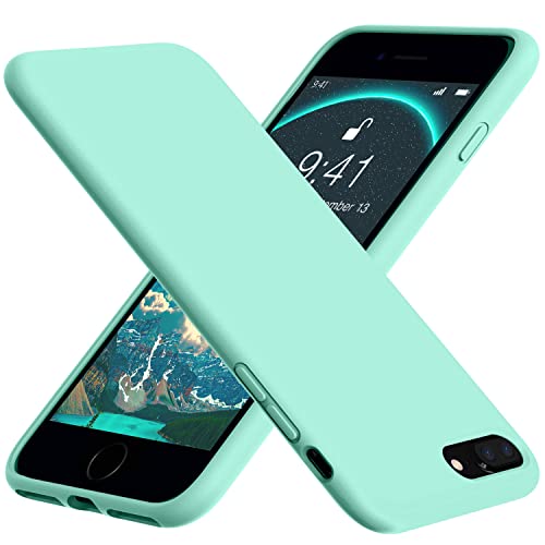 Vooii Compatible with iPhone 8 Plus Case, iPhone 7 Plus Case, Soft Silicone Gel Rubber Bumper, Microfiber Lining Hard Shell Shockproof Full Body Protective Cover Sea Blue