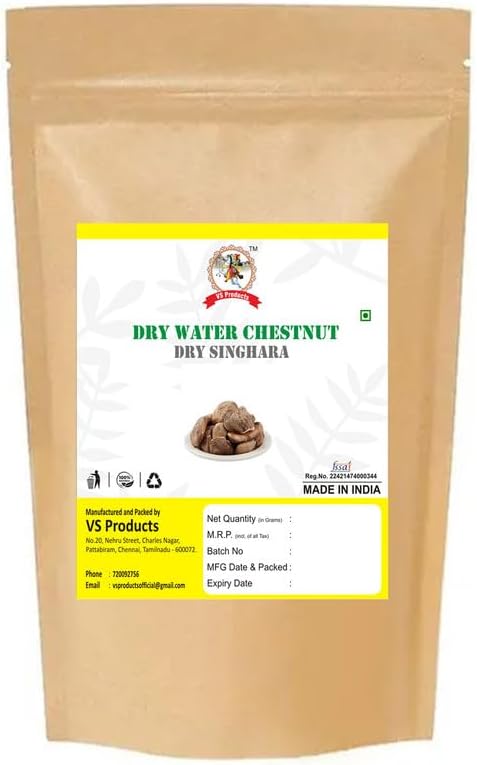 VS Products FRESH Dry Singhara, 650g, Dry Water Chestnut, Singhada,(Pack of 6 X 100g, Pack of 1 x 50g) Brown Zipper Packaging