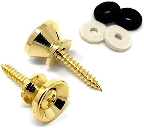 Vintage Forge Guitar Strap Buttons Gold for Fender Guitar and Bass (2) with Screws and Felt Washers SB50-GLD