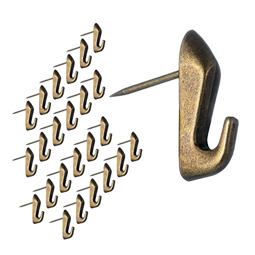 Image of Push Pin Picture Hooks Push Pin Hanger Picture Hanging Nails for Home Office Fabric Wall Wooden,15 Pack (Bronze)