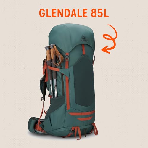 Image of Kelty Glendale 65L to 105L Internal Frame Backpack - Multi-day Backpacking Thru Hiking Pack, Adjustable Suspension, Customized Fit (Duck Green, 85L)