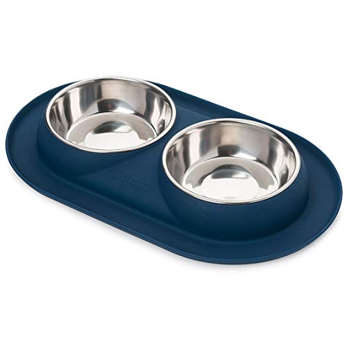 HUNTER Edelstahlersatznapf für Melamin-Napf, Trinknapf, Futternapf für Hunde und Katzen, 160 ml,silber 6 Bonza Doppel Futternapf Katzen rutschfest, 400ml, hochwertiger rostfreier Edelstahl Futternapf Hund und Fressnapf Katze mit Spritzschutz-Silikonbasis. Für kleine Hunde und Katzen