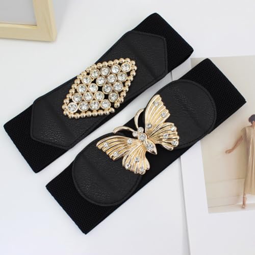 ikasus Vintage Belt, Elastic Women's Belt, Retro 50s Nurse Stretchy Belt With Silver Buckle & Clasp, Waist Elasticated Belt Type 2 7