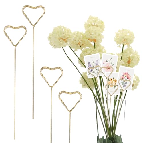 YUXIANLB Herzförmige Kartenhalter 20er Set Metall Memo Clips für Blumenbouquets und Dekorationen Vielseitiges Zubehör für Hochzeiten Geburtstage Partys Kuchen Tischnummern Menüs und Notizen