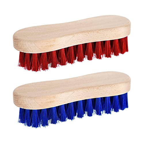 SR ESSENTIALS Pack of 2 Wooden Scrubbing Brush Heavy Duty - Floor Brush Tile Grout & Boot Cleaner Hand Scrubbing Brush with Stiff Bristles - Multipurpose and Water Resistant for Outdoors & Indoor Use