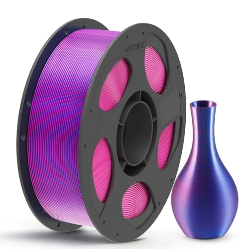 Image of ANYCUBIC Silk Dual Color Pla Filament, 2-in-1 Chrome Coextrusion Color Change 3D Printer Filament 1.75mm Dimensional Accuracy + /- 0.02mm, Silk Texture, 1KG Reusable Spool (2.2 lbs), Red Blue