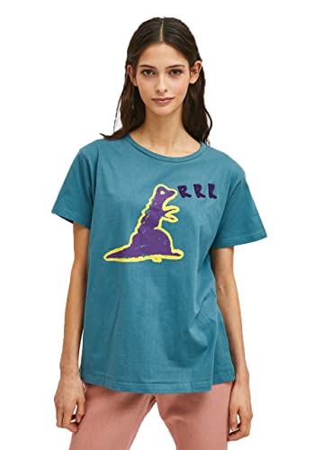 Compañia Fantastica Camiseta Manga Corta con Estampado Animal Dinosaurio FA21SEV22, Teal, 36