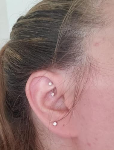 Briana Williams ROOK-NSCGS 6Pcs Stainless Steel Rook Daith Earrings Belly Lip Ring Eyebrow Studs Cartilage Tragus Cubic Zirconia Barbell Body Piercing 8Mm thumb #2