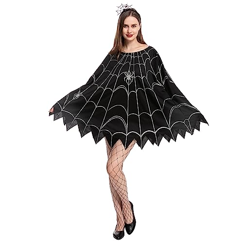 Spooktacular Creations Spinnennetz-Kleid-Poncho-Kostüme mit Spinnenstirnband für Halloween-Ankleideparty-Cosplay (Standard)