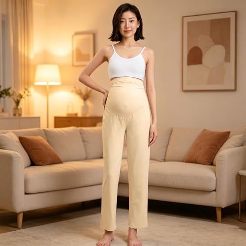 Pantalon de maternité extensible avec bandeau de soutien évolutif