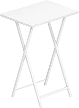 HOOBRO EWW15BZ01 Side Table, Folding Tray Table, Sofa Table, TV Tray in Industrial Style, Easy to Assemble, White